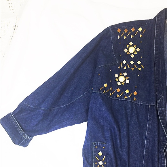 »—Coachella—» Stylish Metal Studded Denim Jacket w/Oversized Fit Vintage - Picture 5 of 16